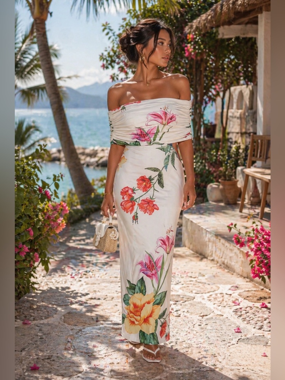 Paradise Floral Maxi Dress – Off White/Combo (XS) - Picture 1 of 3